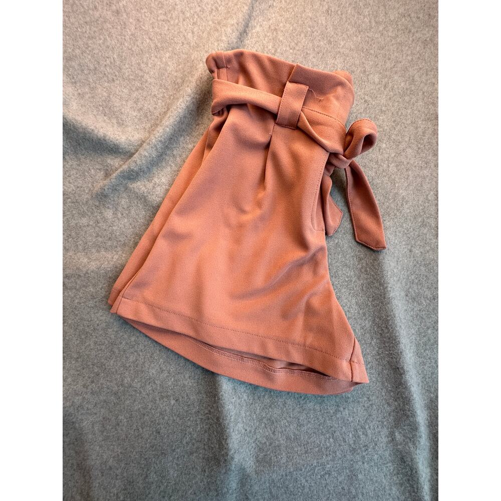 Ci Sono High Waisted Tie Belt Paperbag Shorts Pink XL - Picture 9 of 10